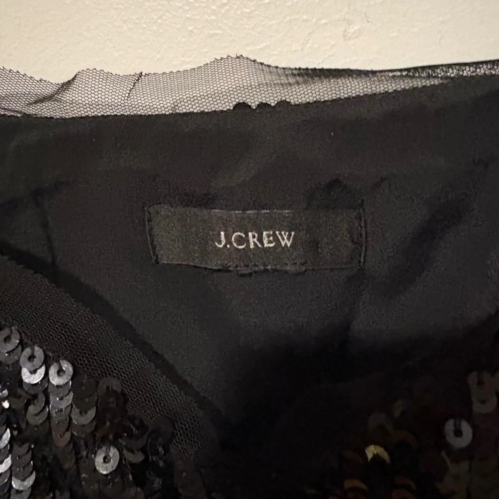 Black sequin J.Crew camisole top‎ with tulle trim large